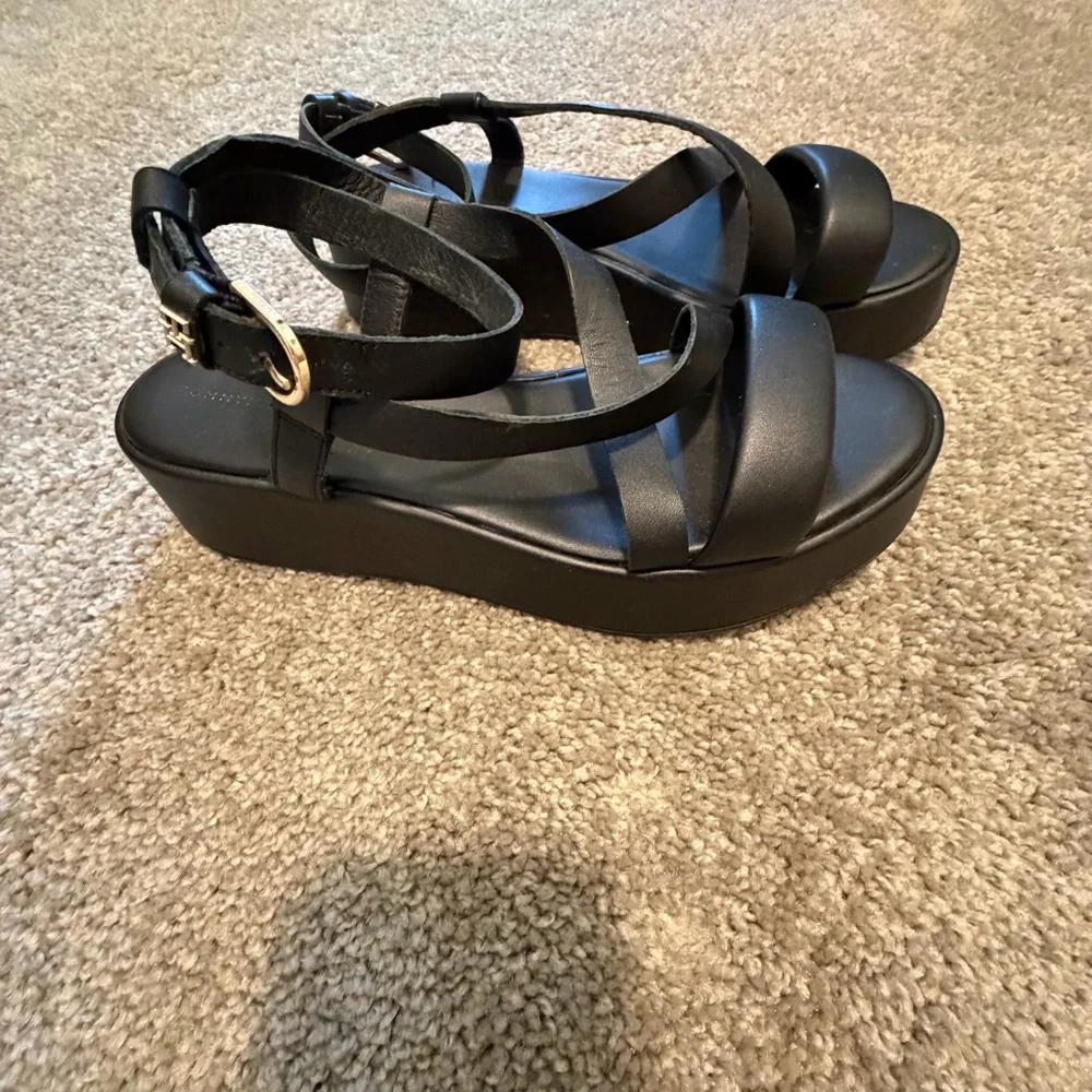 Tommy Hilfiger Black Platform Strappy Sandals for Women